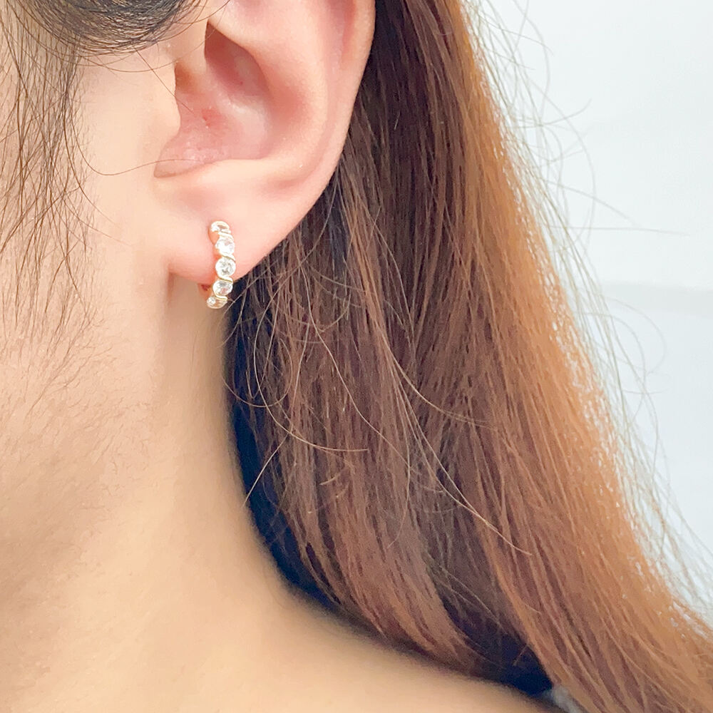 product women accessories jewelry rhinestone diamond gold plated customized alloy hoop clip on set earrings for women-3