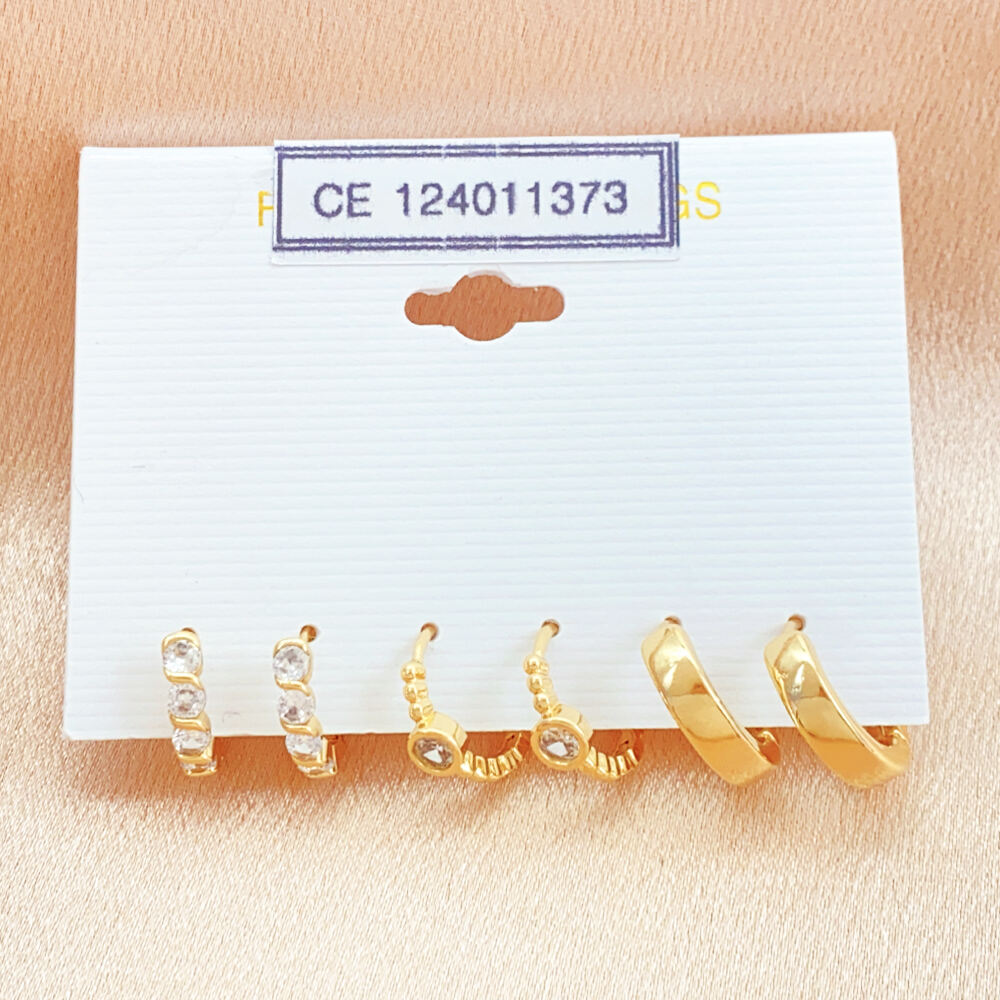 product women accessories jewelry rhinestone diamond gold plated customized alloy hoop clip on set earrings for women-5