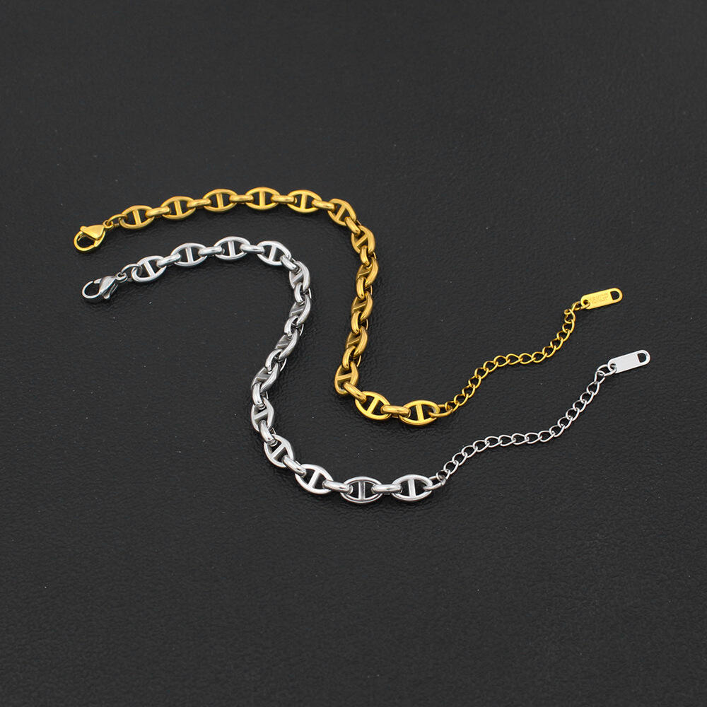 product 18k gold versatile light luxury style fashion chain link bracelets and stainless steel jewelry necklace suit-15