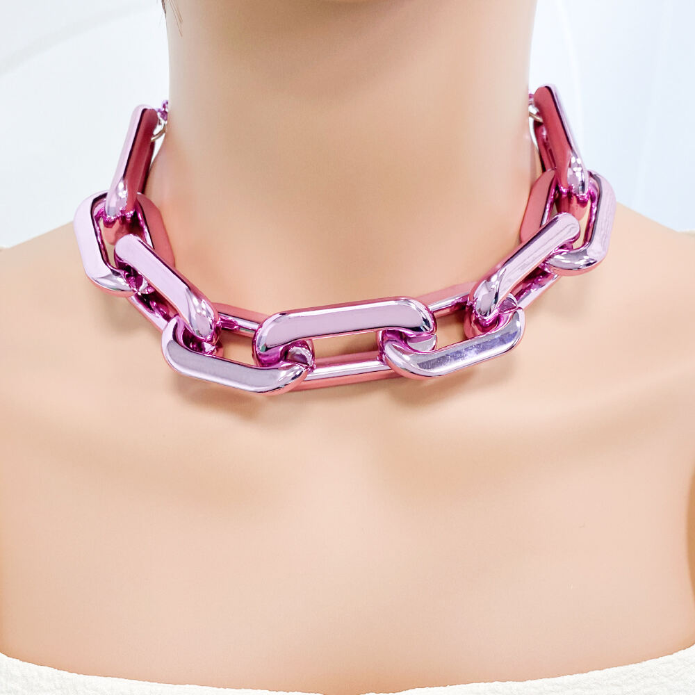 product women necklace trending jewelry  hiphop fashion big link chain geometric acrylic charm pendant  jewelry necklace for girls-3