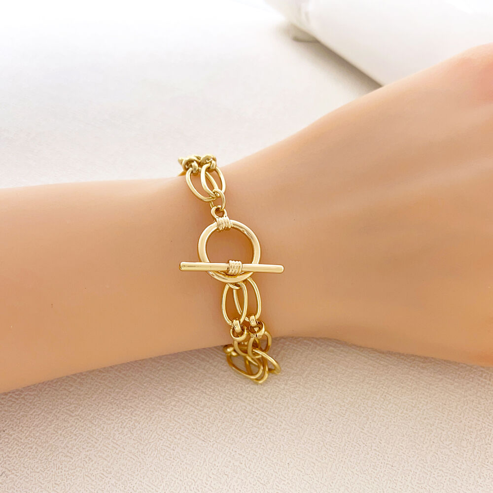 product simple design 18k gold plated womens bracelet fashion link chain charm bangles fashionable charm bracelets trending jewelry-4