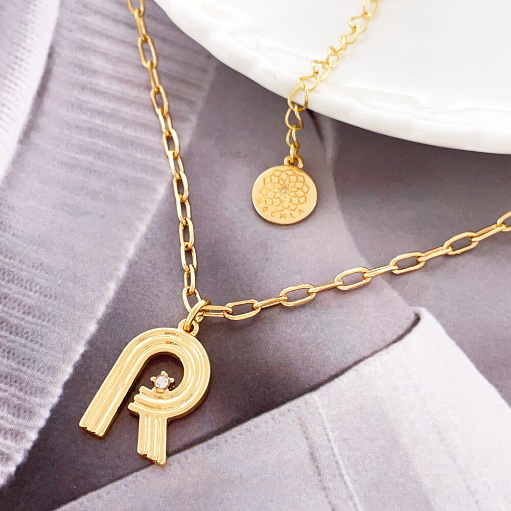 product factory custom initial a z letters gold plated link chain necklace womens classic style fashion jewelry cute strange design-2