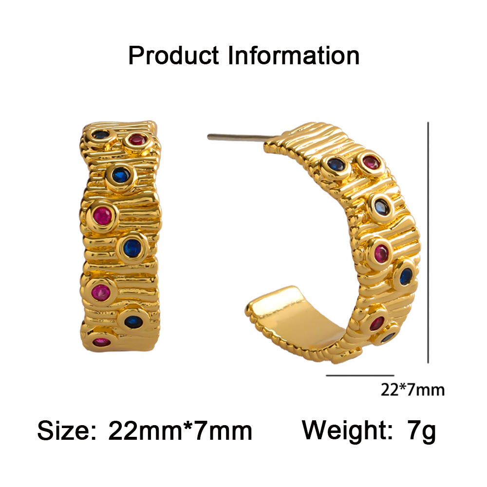 product wholesale fashion simple style hot sale gold plated jewelry vintage style cc zircon earrings for women973-1