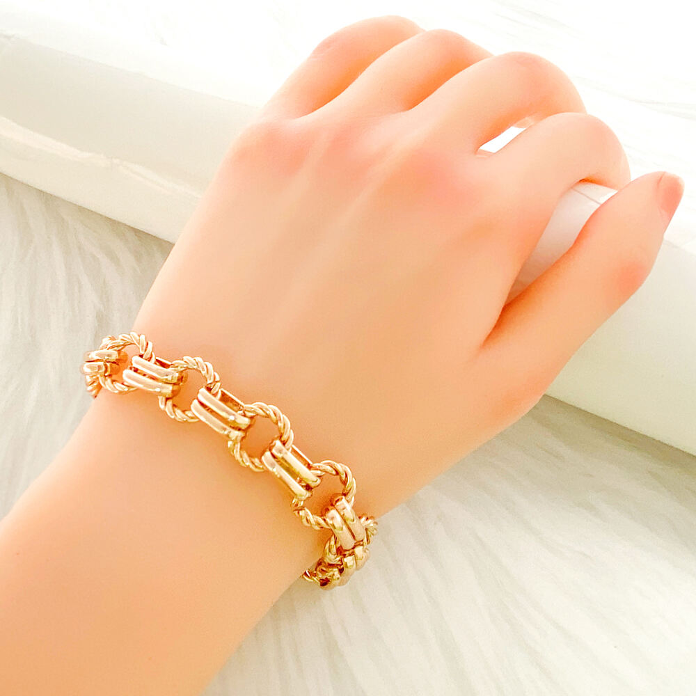 custom hot sale gold plated alloy link fashion jewelry gift accessory chain bracelets  bangles for women-3