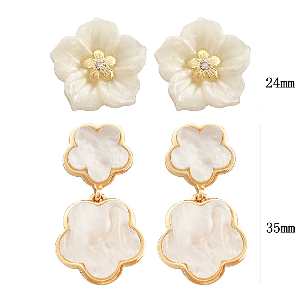 product 2025 fashion gold plated resin moissanite earrings simple style drop earrings for women hot sale floral pattern jewelry-1