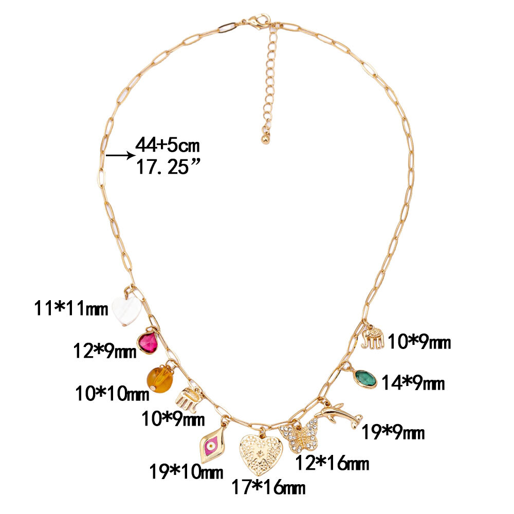 Custom Women's Necklace with Gold-Plated Butterfly Dolphin Eyes Shell Pendant Fashionable Link Chain with Diamond Stone factory