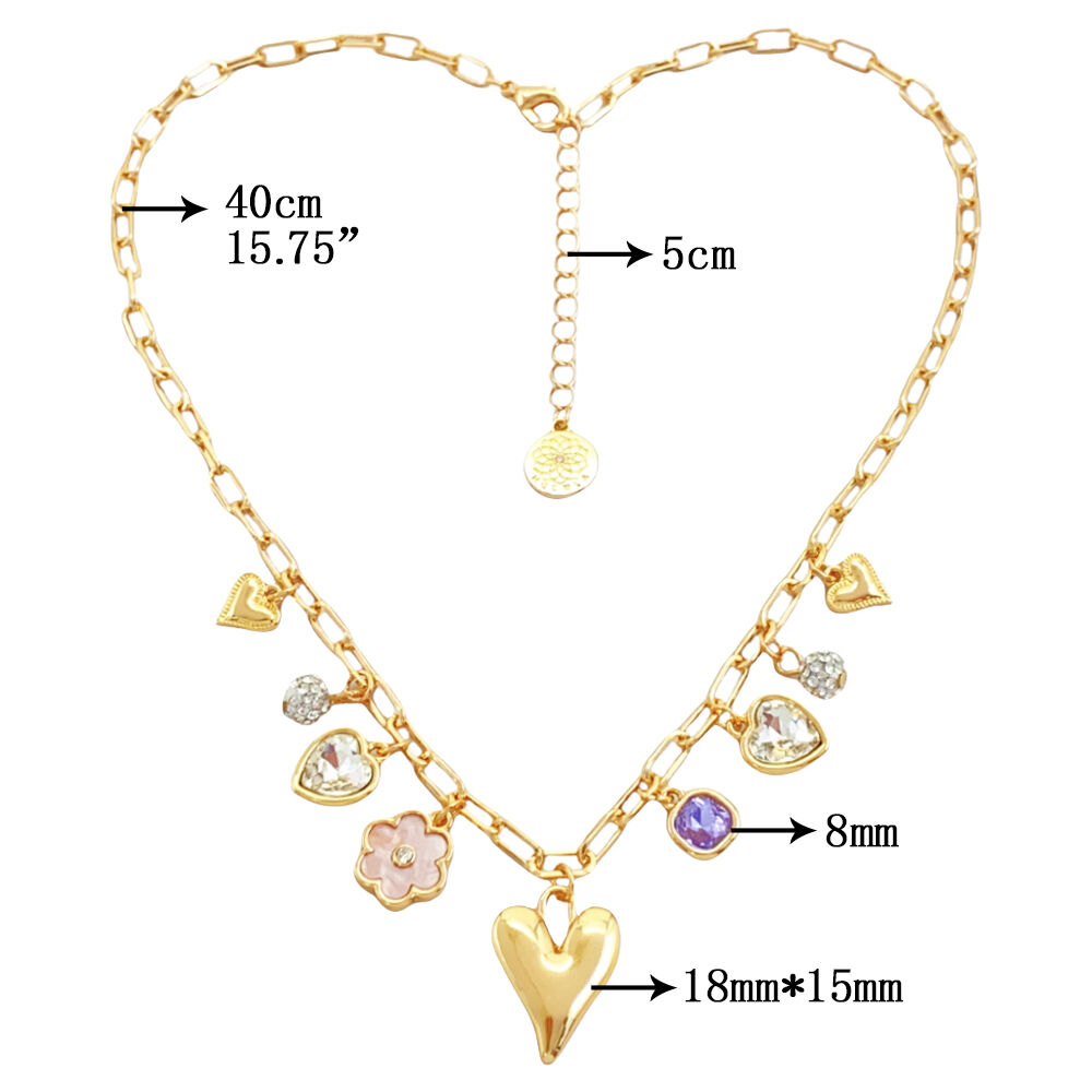 product wholesale fashion pendant simple style hot sale korean  jewelry heart rhinestone necklace for women-4