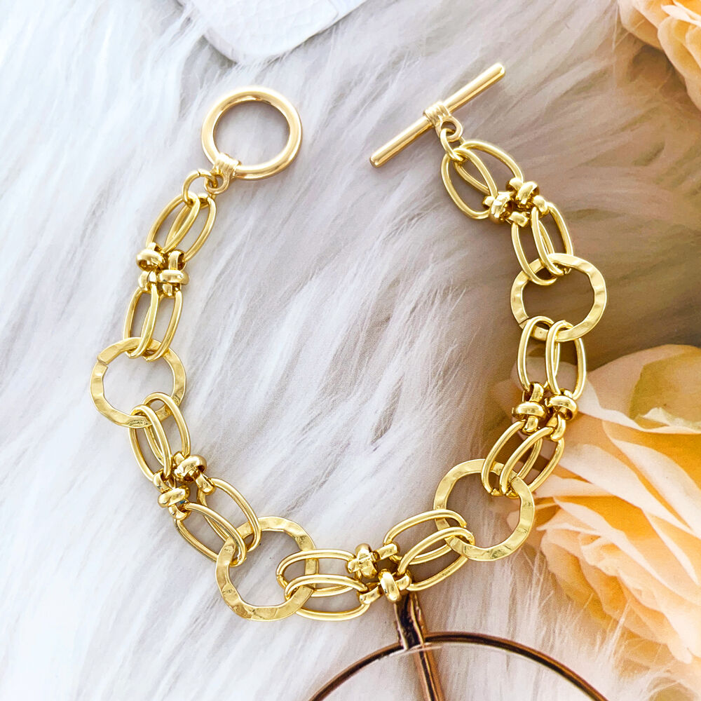 product simple design 18k gold plated womens bracelet fashion link chain charm bangles fashionable charm bracelets trending jewelry-3