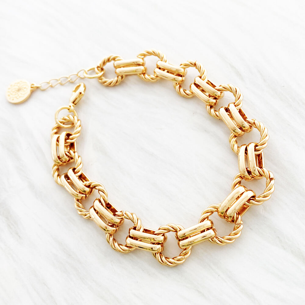 custom hot sale gold plated alloy link fashion jewelry gift accessory chain bracelets  bangles for women-4