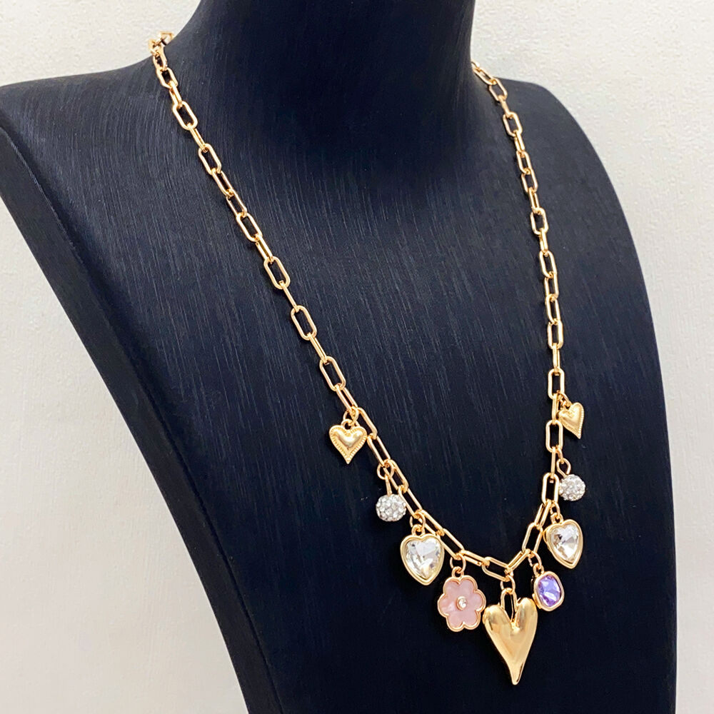 product wholesale fashion pendant simple style hot sale korean  jewelry heart rhinestone necklace for women-1