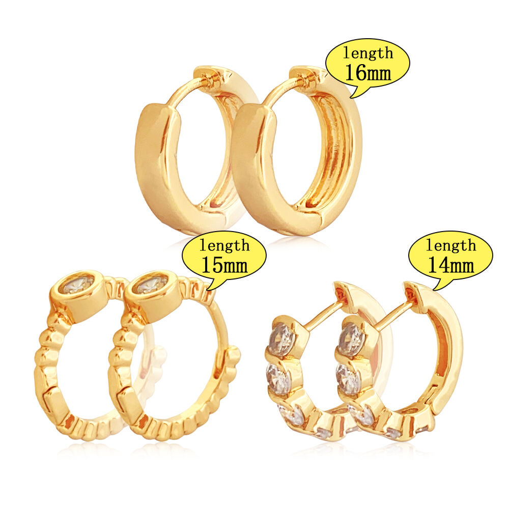 product women accessories jewelry rhinestone diamond gold plated customized alloy hoop clip on set earrings for women-1