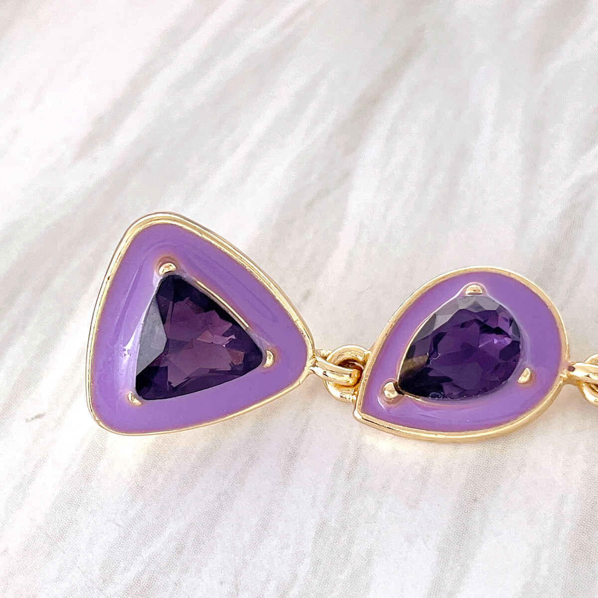 Korean Style New Fashion Purple Enamel Crystal Gold Plated Dangle Earrings for Women Classic Alloy & Zinc Material manufacture
