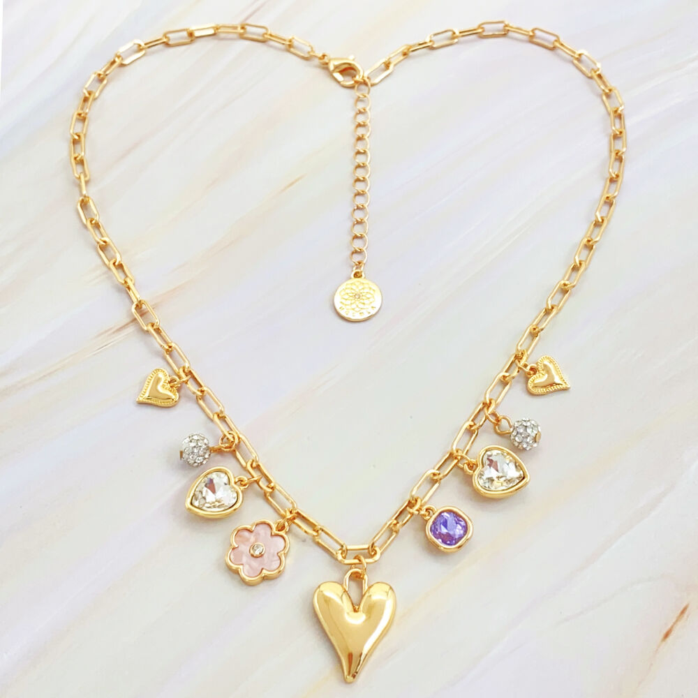 product wholesale fashion pendant simple style hot sale korean  jewelry heart rhinestone necklace for women-2