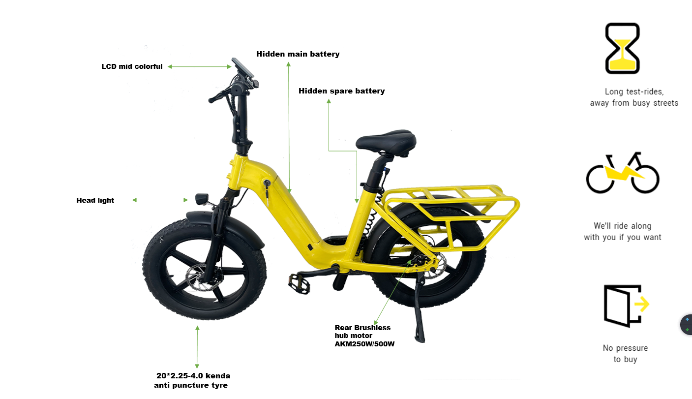 فیملی فیکٹری کے لیے 2023 نئی 48v فوڈ ڈیلیوری ای بائیک 500w الیکٹرک کارگو سائیکل