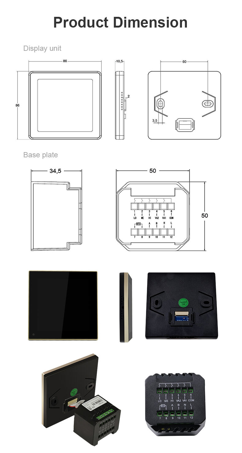 Bandary Touch Screen RS485 Fan Coil Programmable Modbus Digital Thermostat Smart details