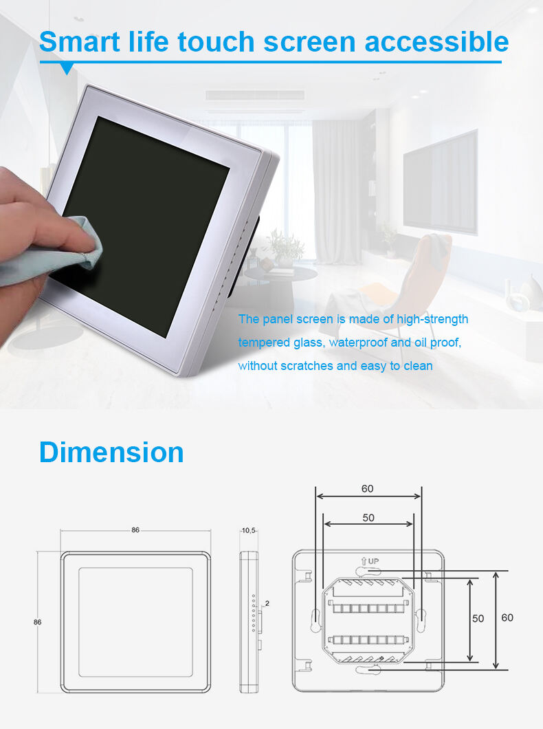 Factory price Bandary  FC265 -5DO  24V white color  FCU Touch Screen Programmable  Modbus Thermostat custom details