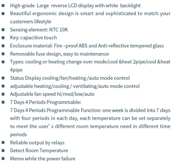 Bandary Central Air Conditioning Temperature Controller Fan Coil Modbus Thermostat details