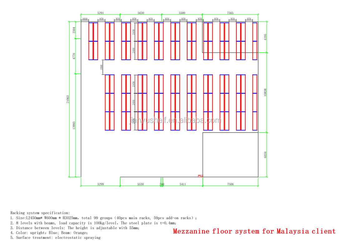 Heavy duty mezzanine steel shelving system warehouse multilevel high load mezzanine racking flooring supplier