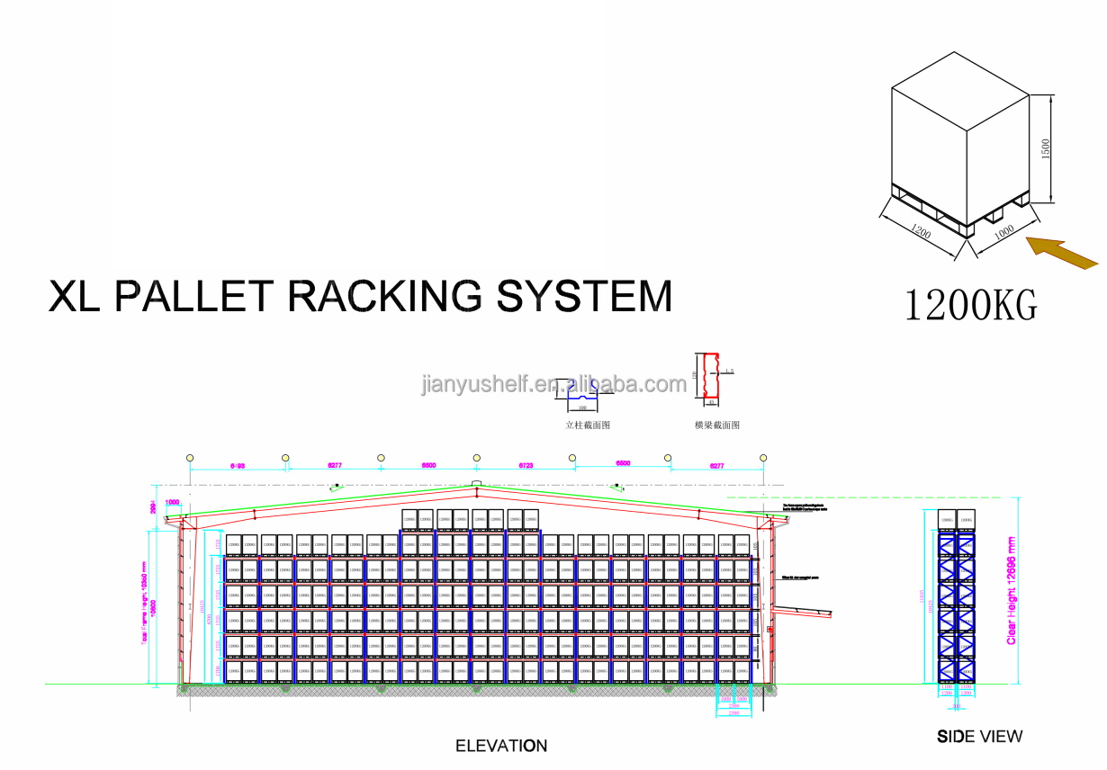 商業用ラック 頑丈なパレットラックシステム 倉庫保管棚 金属保管ラックの詳細