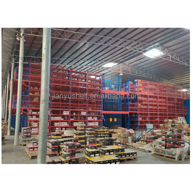 Heavy duty mezzanine steel shelving system warehouse multilevel high load mezzanine racking flooring details