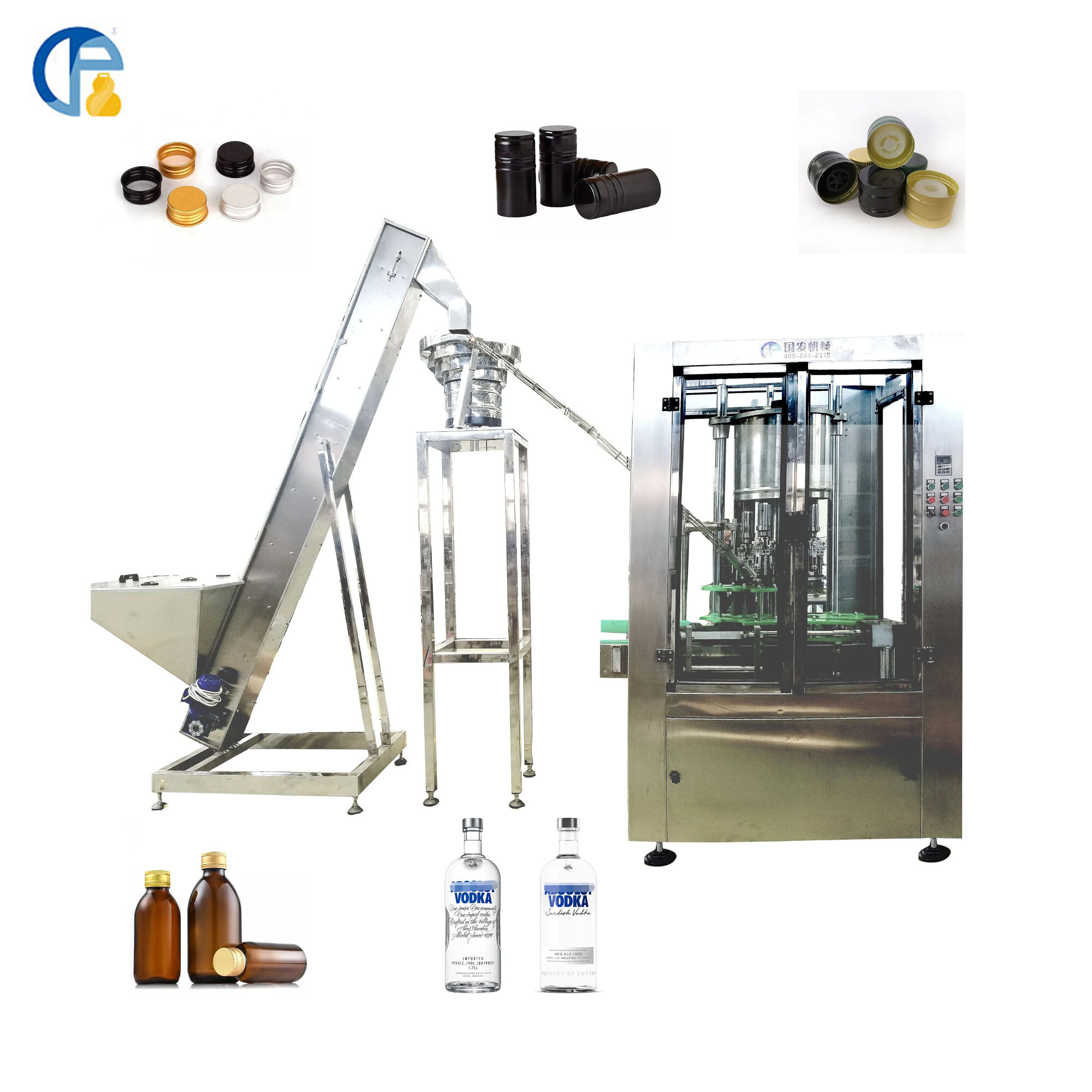 Glass wine bottle aluminum ropp sealing capping machine