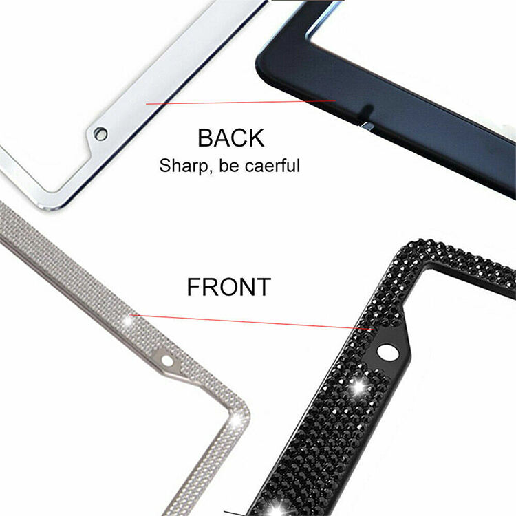 Bling License Plate Holder Sparkly 2 Holes Universal Stainless Steel License Plate Frame for US Cars supplier