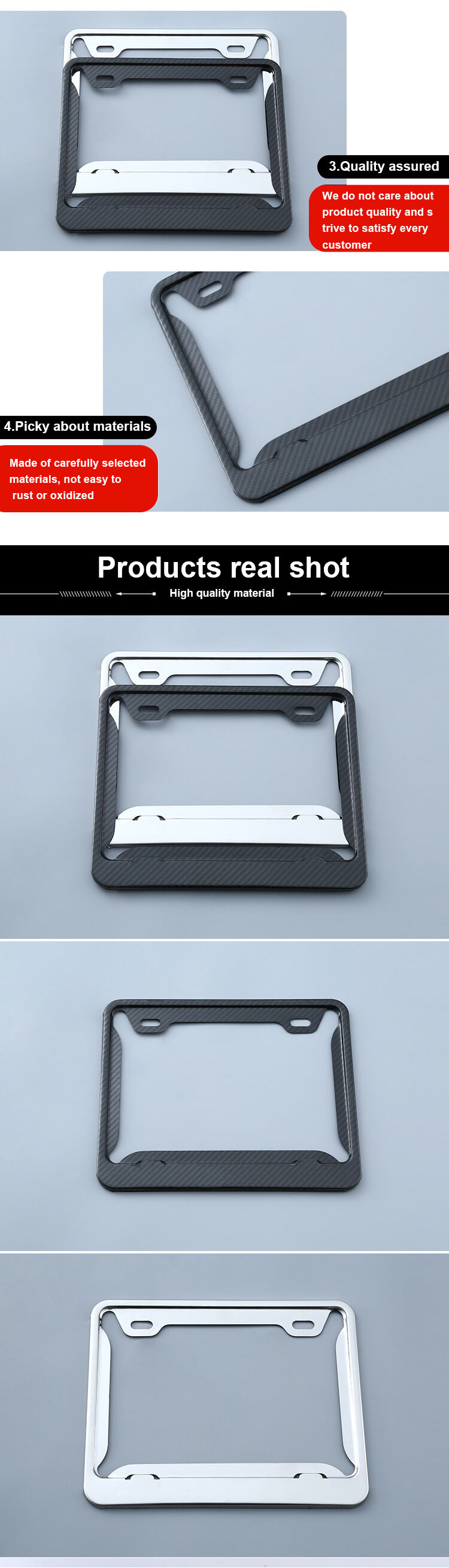 Carbon Fiber Motorcycle License Plate Frame Holder Black Metal Aluminum Slim Design with Stainless Steel Screws No Reviews yet factory