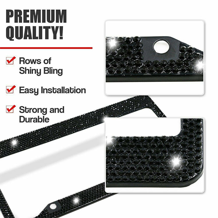 Bling License Plate Holder Sparkly 2 Holes Universal Stainless Steel License Plate Frame for US Cars supplier