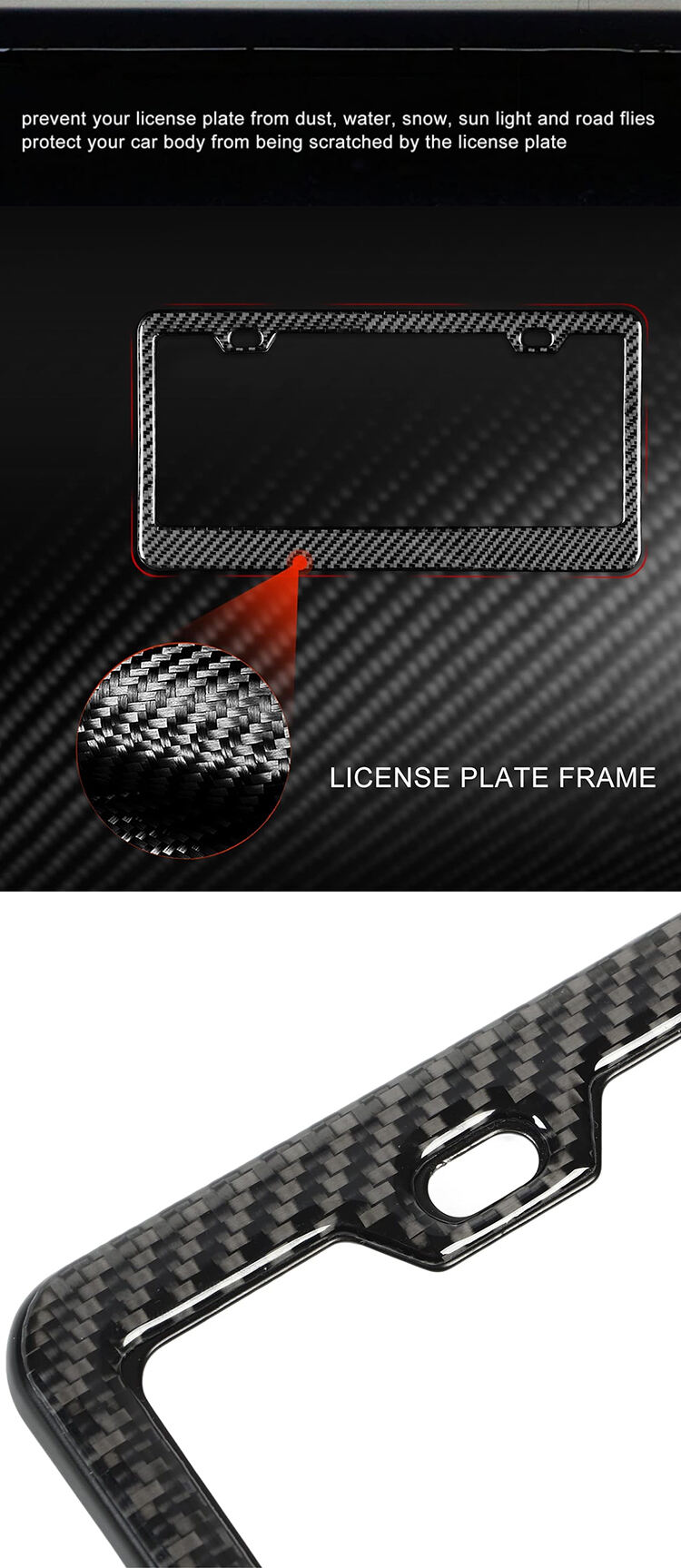 Factory Direct Sales Car Accessories 2024 Carbon Fiber License Plate Frame for USA details