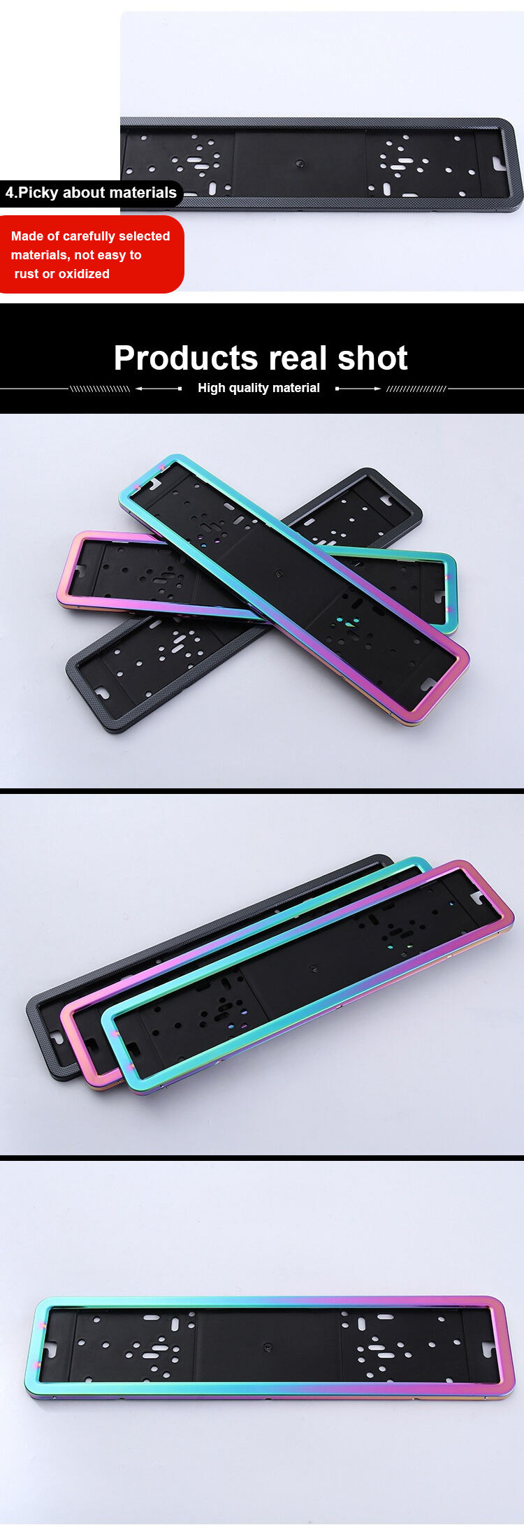 520*110mm License Plate Frame EU Size Gradient Plate Frame for Car Decoration Display supplier