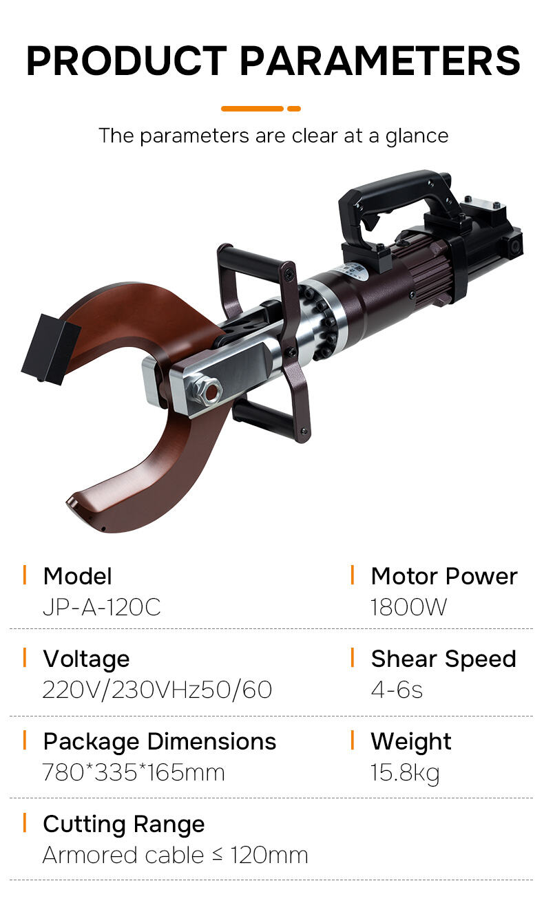 JP-A-120C Capacity 120mm Hydraulic Cable Cutter Cuts Copper, Aluminum, Steel Cables with 25 Tons Force details