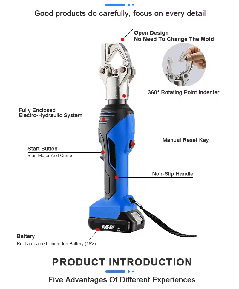 ES-240DY Battery-Powered Hydraulic Cable Cutter | No Die Change Needed | 16-240mm² Capacity details