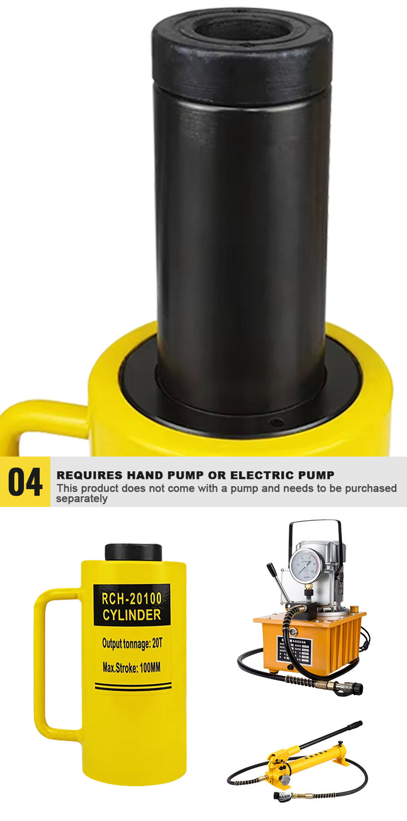 RCH-20100 20 Ton Hydraulic Hollow Jack Cylinders details