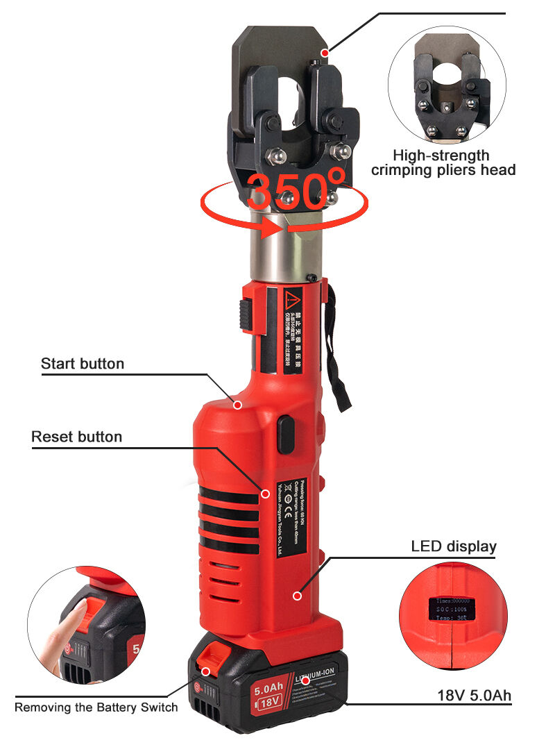 ES-400/50A 2-in-1Hydraulic Battery Crimping Tool with Integrated Cable Cutter for Electrical Power manufacture