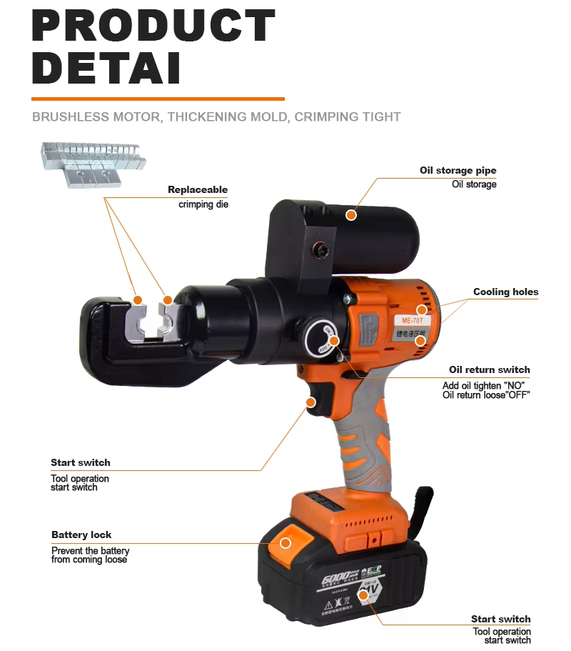 ME-70 Rechargeable Hydraulic Pliers Electric Hydraulic Crimping Tool manufacture