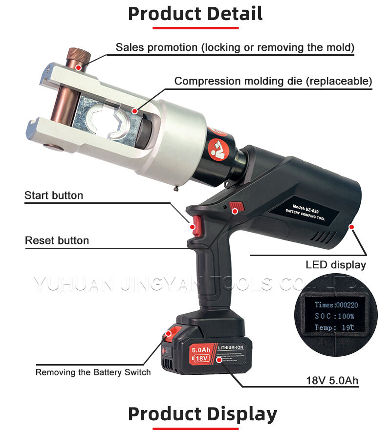 EZ-630 Electric Hydraulic Cable Crimper Battery-Powered Crimping Tool for 25-630 Sqmm Copper & Aluminum Cables factory