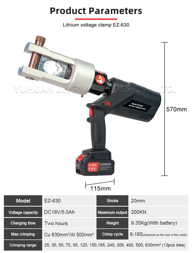 EZ-630 Electric Hydraulic Cable Crimper Battery-Powered Crimping Tool for 25-630 Sqmm Copper & Aluminum Cables factory