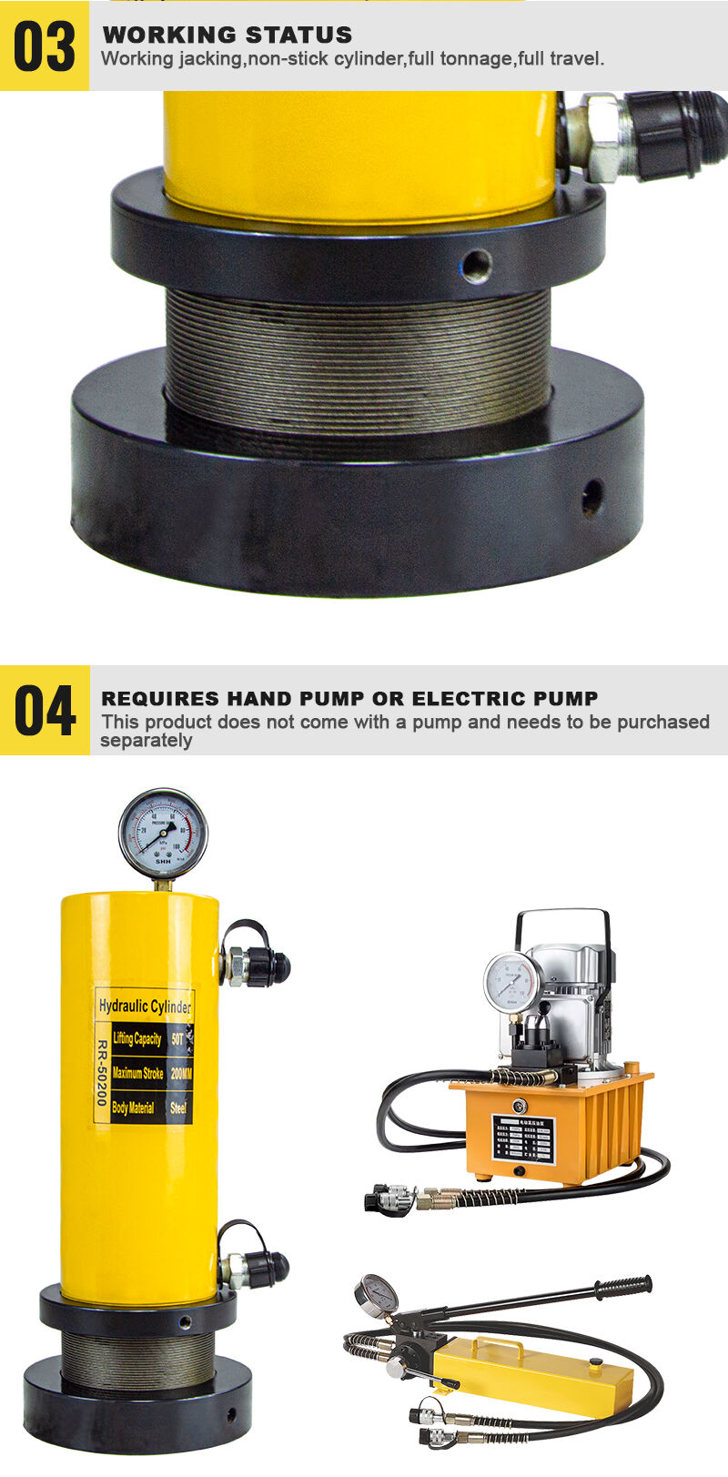 RR-50200 50Ton 200mm Stroke Lock Nut Hydraulic Press Cylinder supplier