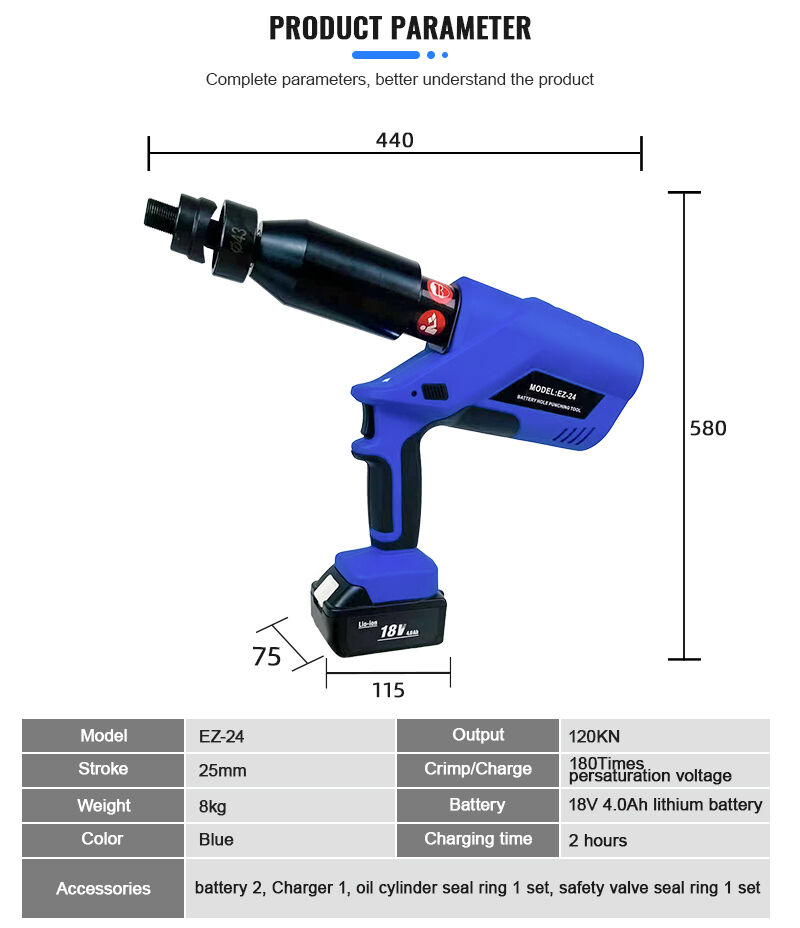 EZ-24 Battery Hydraulic square Hole Punching Tool Transformer Box 3mm Hole Opener Steel Iron Hydraulic Bridge Hole Puncher manufacture