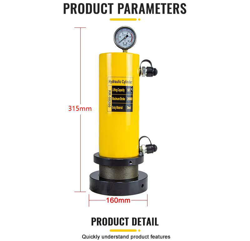 RR-50200 50Ton 200mm Stroke Lock Nut Hydraulic Press Cylinder details
