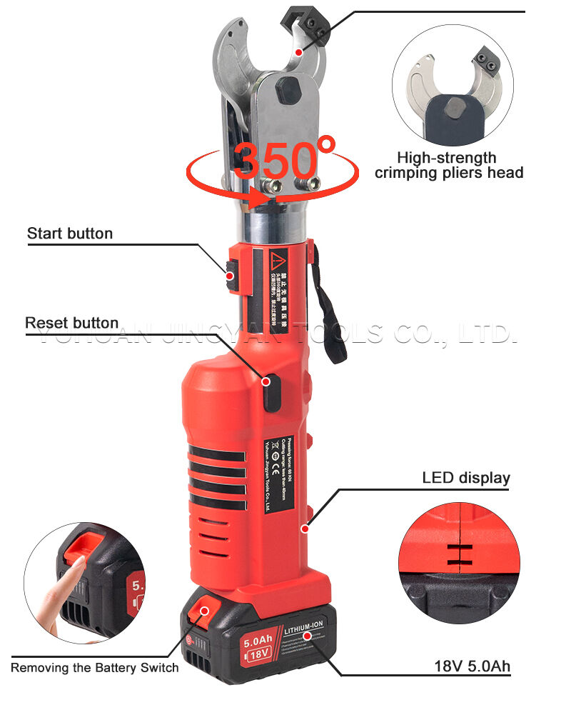 ES-300/30C Brushless Electric Hydraulic Crimping and Cutting Tool 6 Tons Dual-Head Set for Copper Aluminum Lugs up to 300mm² details