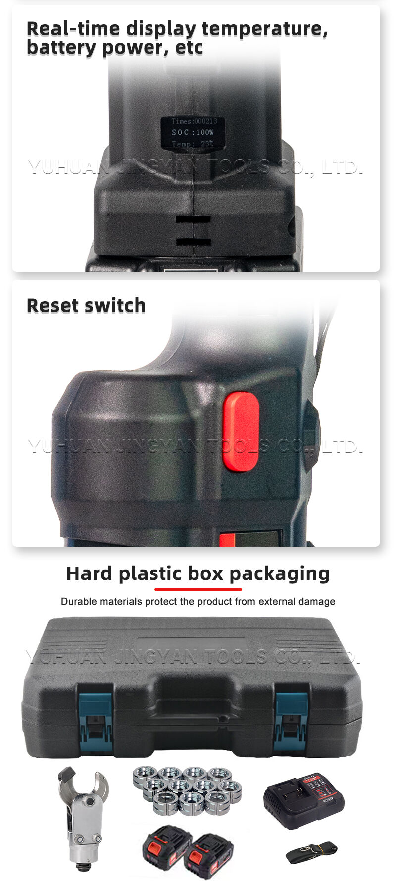 ES-300/30C 60KN Electric Hydraulic Tool Kit Dual-Head All-in-One Crimping and Cutting Kit for Copper Aluminum Lugs up to 300mm² factory