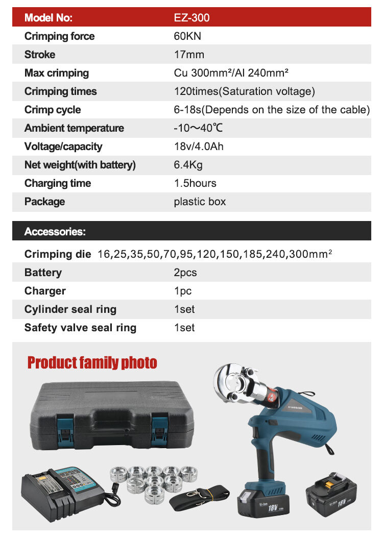 Battery Electric Powered Hydraulic Tool EZ-300/30C 2 in 1 Cordless Cutter and Crimper for Cable Cutting and Crimping factory