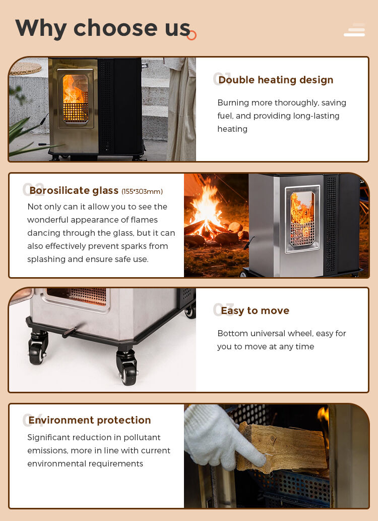 Outdoor Camping Portable Stainless Steel Outdoor Granular Heater Wood Burning Heater manufacture