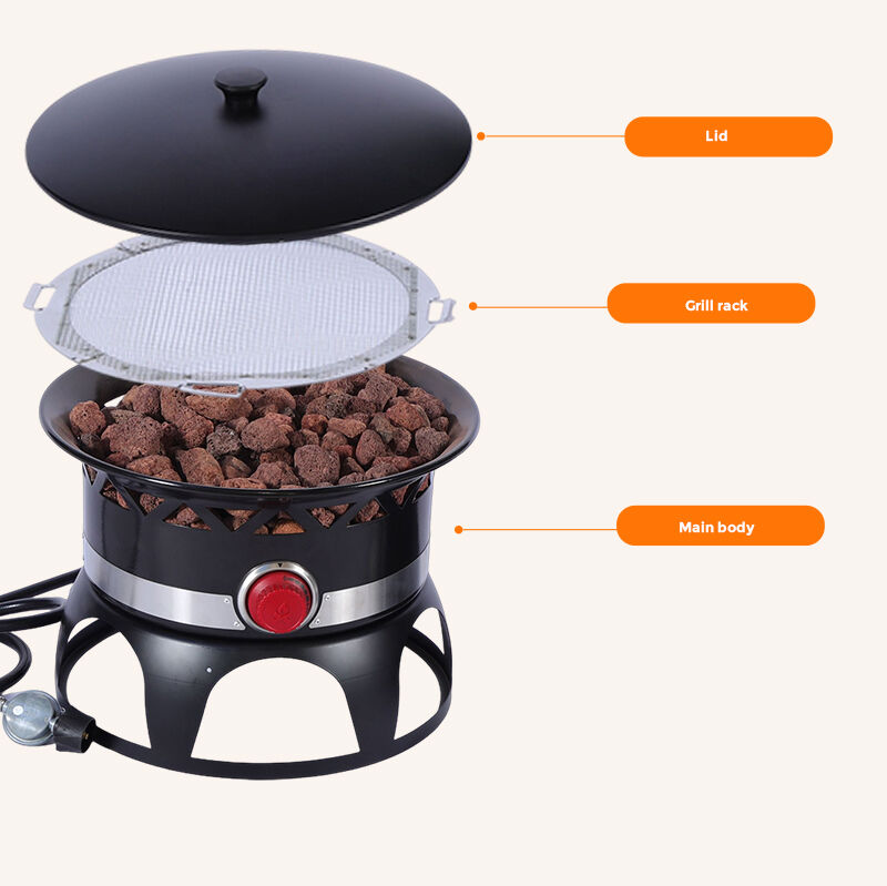 product in stock black propane portable gas fire pit wholesale for camping party with fire pot cover-4