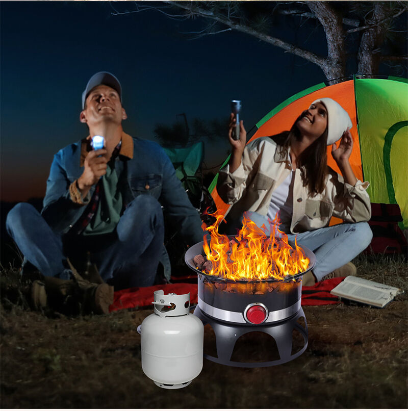 product in stock black propane portable gas fire pit wholesale for camping party with fire pot cover-6