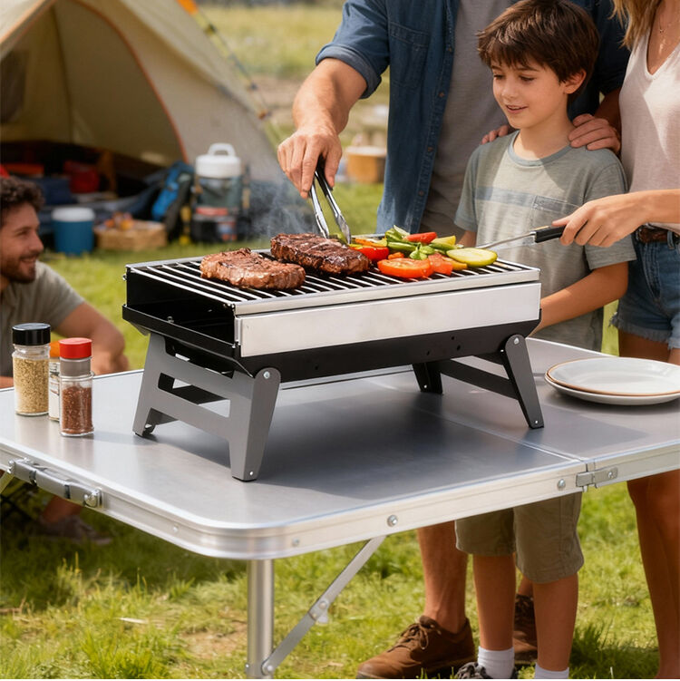 Foldable BBQ Charcoal Grill Barbecue Grill Smoker Grill for Outdoor Cooking Camping Hiking Picnics factory