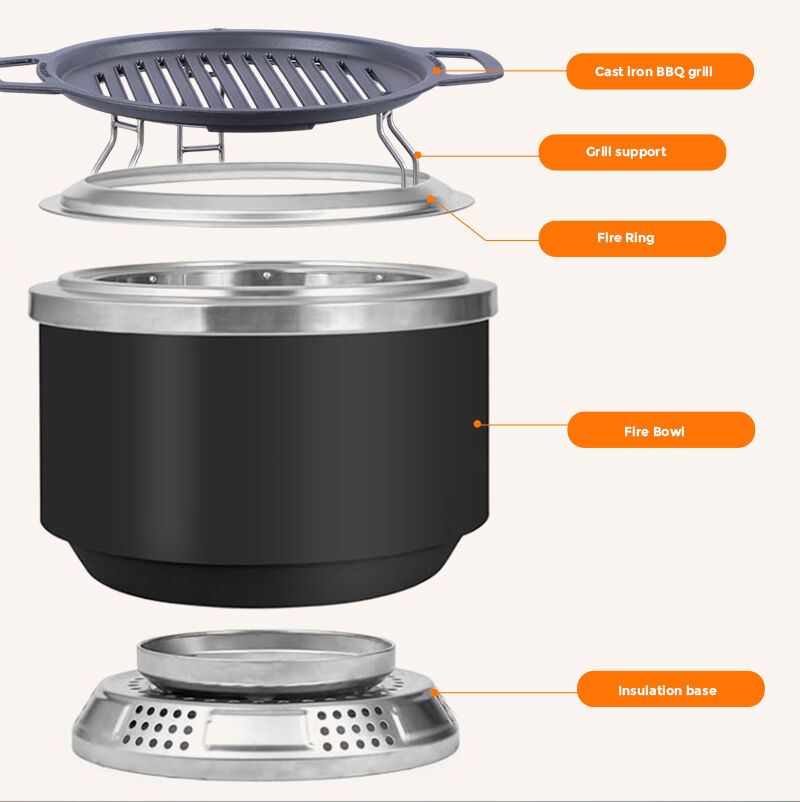 Home Smokeless Outdoor Stove for Wood Fires Portable Brazier Easy Clean Bonfire with Removable Ash Pan Barbecue Stoves details