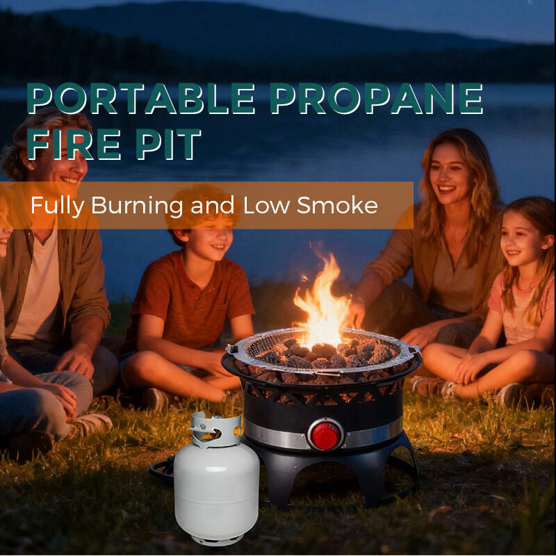product in stock black propane portable gas fire pit wholesale for camping party with fire pot cover-1
