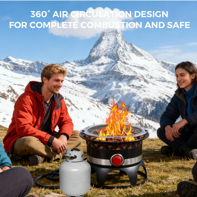 product in stock black propane portable gas fire pit wholesale for camping party with fire pot cover-5